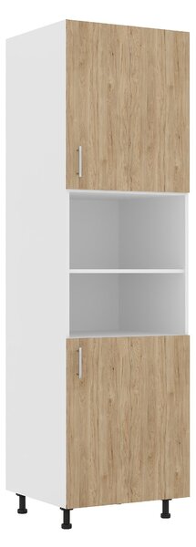Corp haaus Karo, 2 Usi, cu spatiu cuptor, Lemn Natural/Alb, 60 x 57 x 210 cm