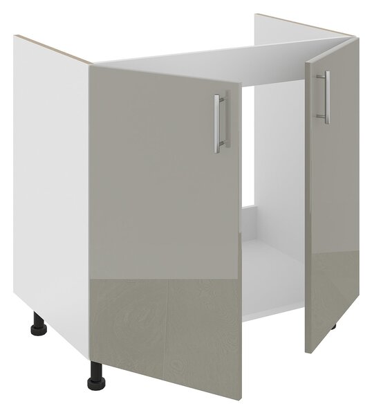 Corp haaus Karo, 2 Usi, Gri Lucios/Alb, MDF, 80 x 50 x 80 cm