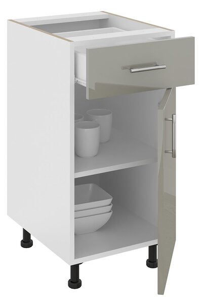Corp haaus Karo, 1 Sertar, 1 Usa, Gri Lucios/Alb, MDF, 40 x 50 x 80 cm