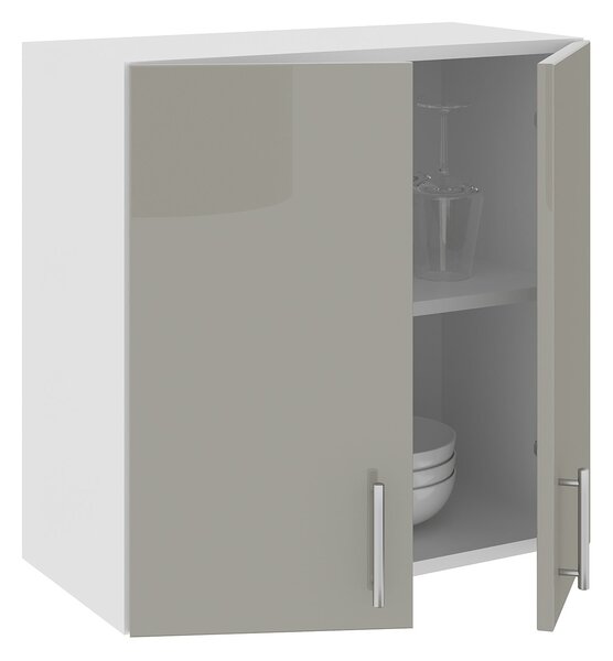 Corp haaus Karo, 2 Usi, Gri Lucios/Alb, MDF, 60 x 30 x 60 cm