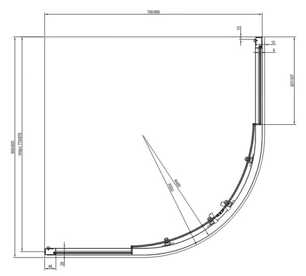 Ravak Blix II cabină de duș 80x80 cm semicircular aluminiu luciu/sticlă transparentă 3BM40C00Z1