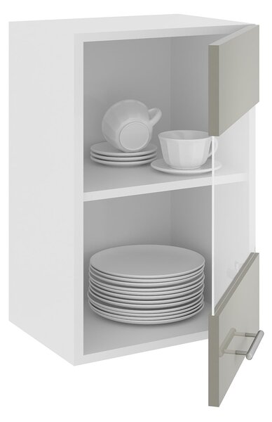 Corp haaus Karo, O Usa, cu sticla, Gri Lucios/Alb, MDF, 40 x 30 x 60 cm