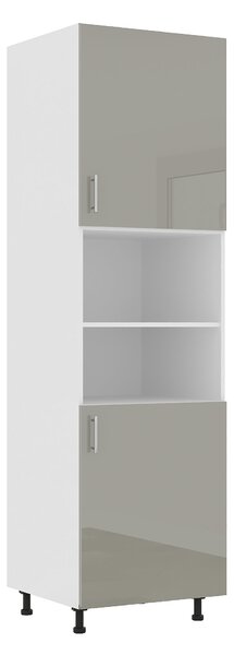 Corp haaus Karo, 2 Usi, cu spatiu cuptor, Gri Lucios/Alb, MDF, 60 x 57 x 210 cm