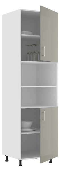 Corp haaus Karo, 2 Usi, cu spatiu cuptor, Gri Lucios/Alb, MDF, 60 x 57 x 210 cm