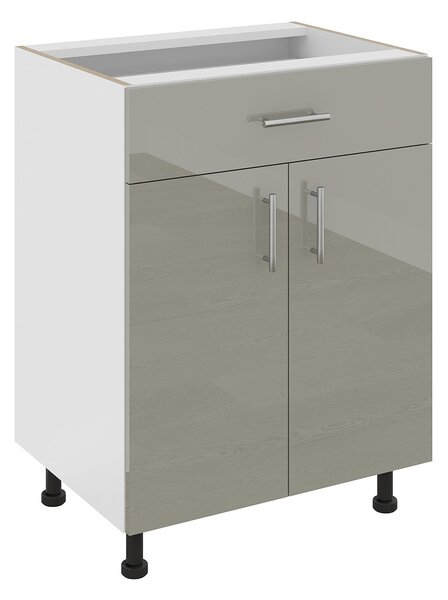 Corp haaus Karo, 1 Sertar, 2 Usi, Gri Lucios/Alb, MDF, 60 x 50 x 80 cm