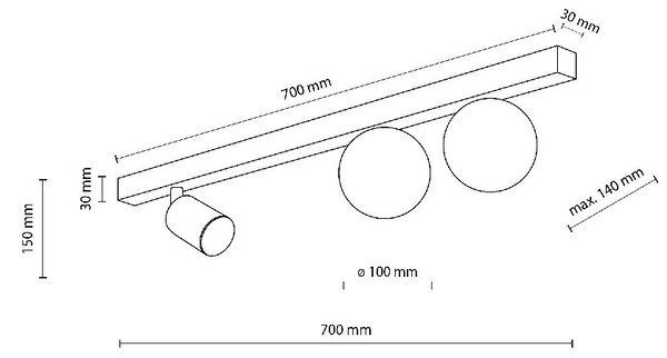 TK Lighting Vox lampă de tavan 3x10 W negru 10001