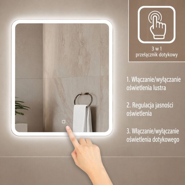 Venti Prima oglindă 60x60 cm pătrat cu iluminare 5905951180236
