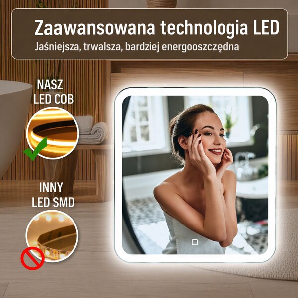 Venti Prima oglindă 60x60 cm pătrat cu iluminare 5905951180236
