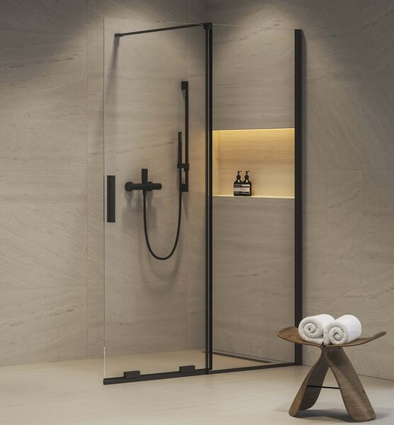 Ravak Roll paravan cadă 100 cm două piese negru mat/sticlă transparentă X786A0300Z1