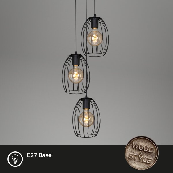 Lustră pe cablu Brilo 4040-035 WAKTU VINTAGE 3xE27/60W/230V