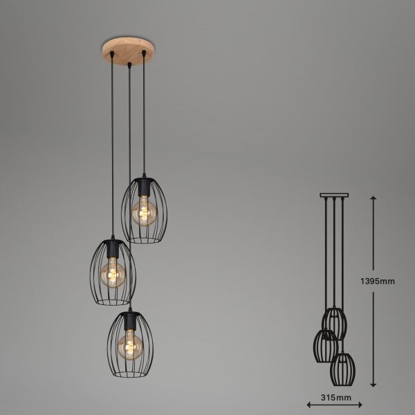 Lustră pe cablu Brilo 4040-035 WAKTU VINTAGE 3xE27/60W/230V