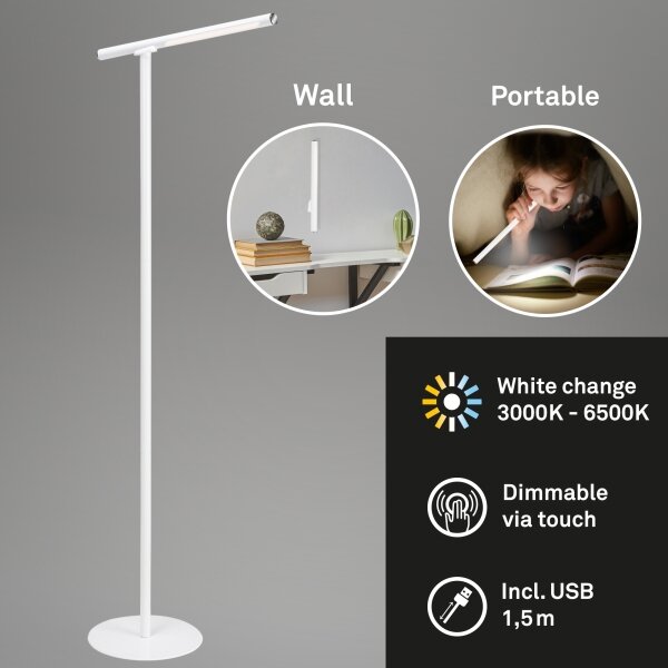 Lampadar LED tactil dimabil 2 în 1 Briloner 1384-016 LED/2,3W/5V
