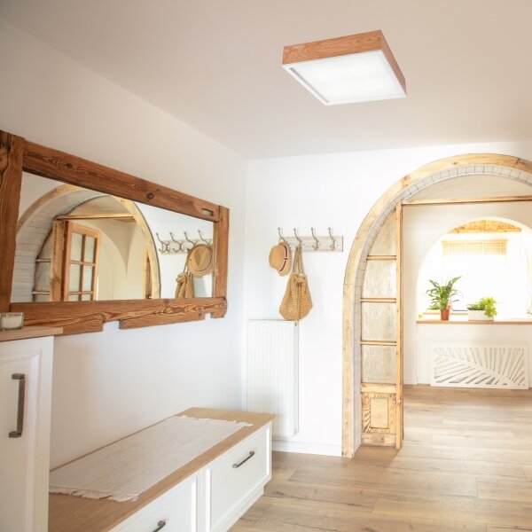 Plafonieră OAK SQUARE 4xE27/15W/230V 39x39 cm stejar/alb