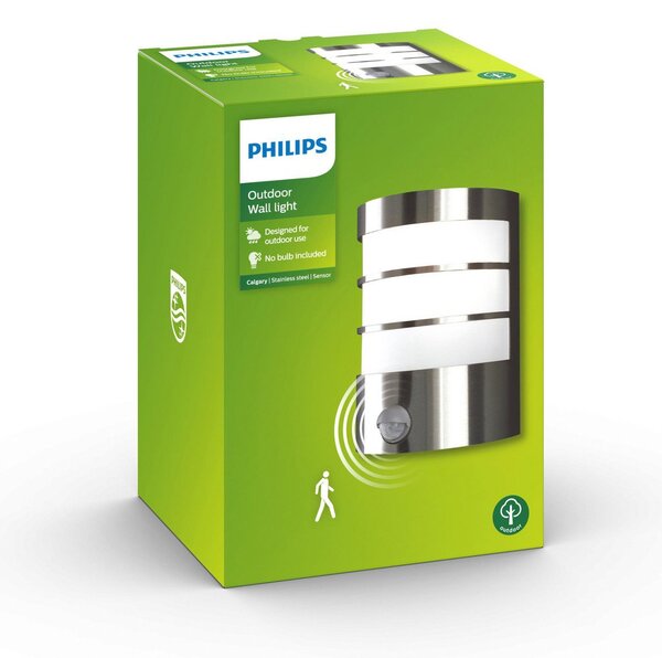 Philips Calgary Lampă de exterior, oțel inoxidabil, senzor, reglabil, Metalic, Metal