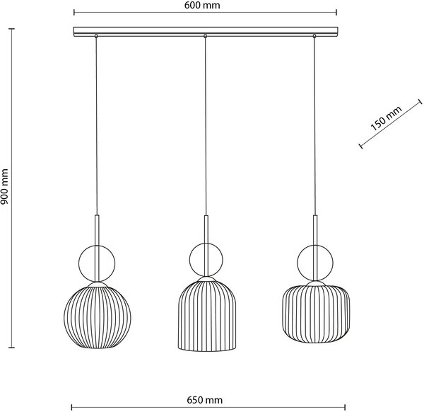 TK Lighting Sophia Green Cognac lampă suspendată 3x10 W verde-maro 11147
