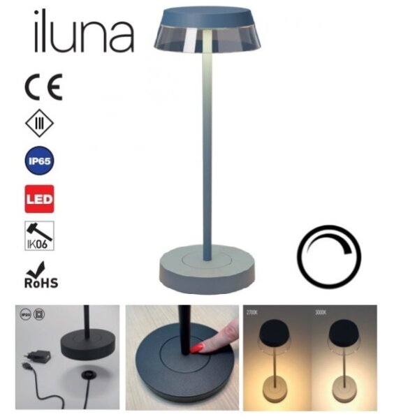 Lampă LED dimabilă de masă Redo 90310 ILUNA LED/2,5W/5V 3000 mAh IP65 albastru
