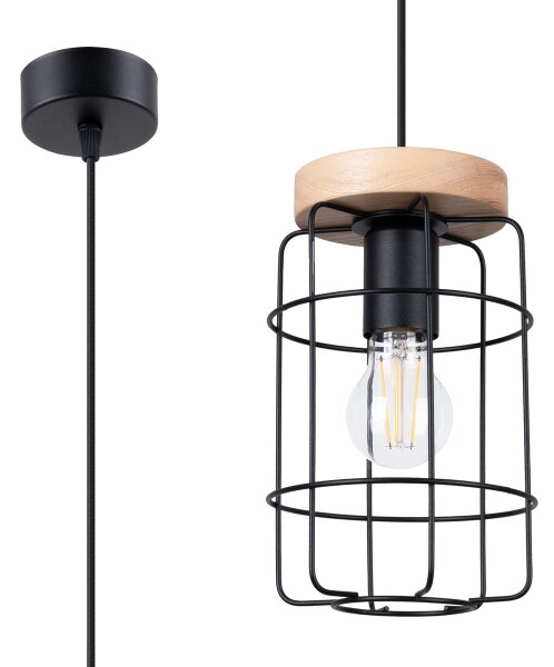 Lustră pe cablu Sollux SL.1263 GOTTO 1xE27/15W/230V negru