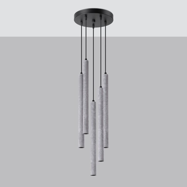 Lustră pe cablu Sollux SL.1275 PASTELO 5xG9/8W/230V beton
