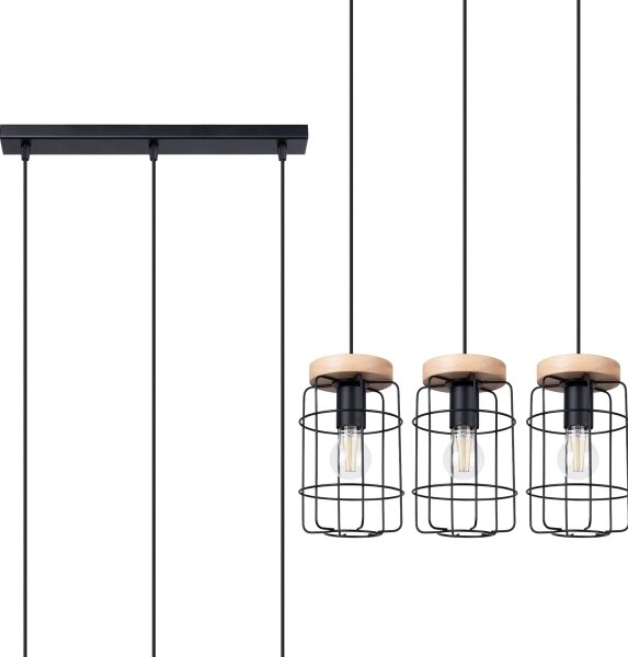 Lustră pe cablu Sollux SL.1264 GOTTO 3xE27/15W/230V negru