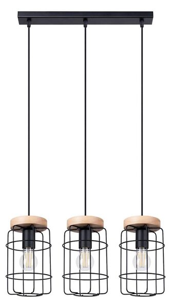 Lustră pe cablu Sollux SL.1264 GOTTO 3xE27/15W/230V negru