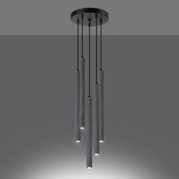 Lustră pe cablu Sollux SL.1275 PASTELO 5xG9/8W/230V beton
