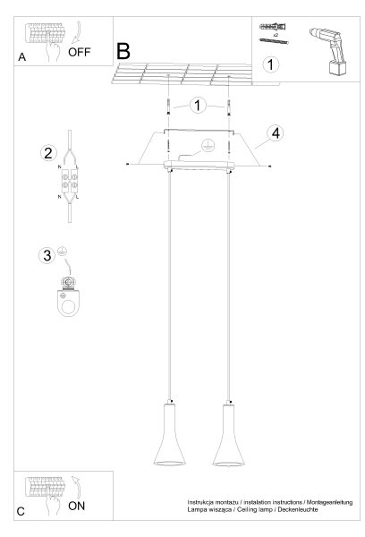Lustră pe cablu Sollux SL.1224 REA 2xE14/12W/230V beton