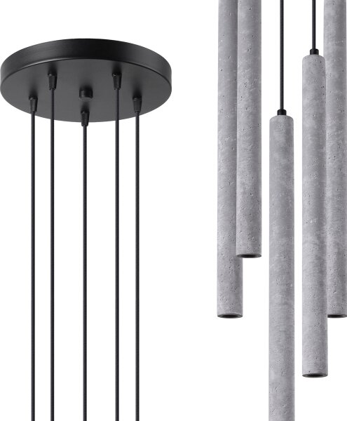 Lustră pe cablu Sollux SL.1275 PASTELO 5xG9/8W/230V beton