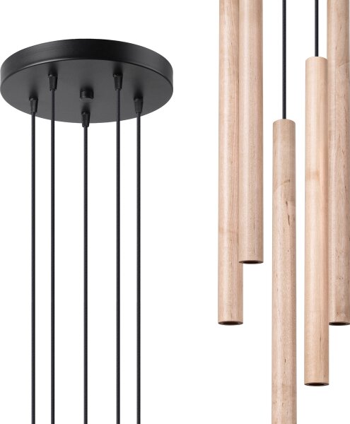 Lustră pe cablu Sollux SL.1270 PASTELO 5xG9/8W/230V lemn