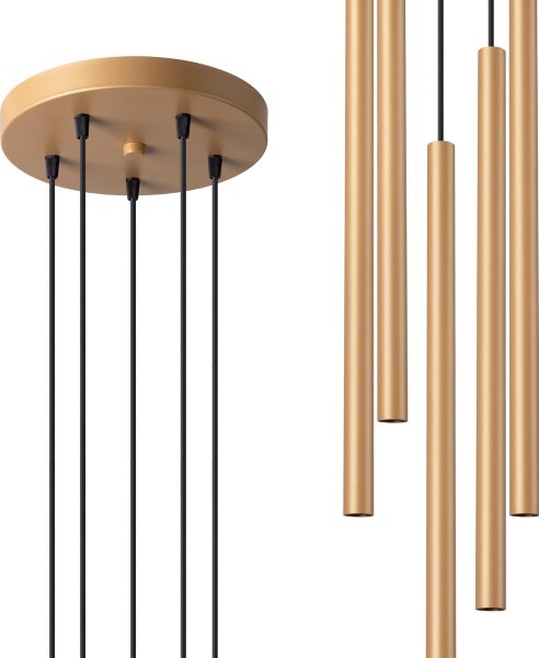 Lustră pe cablu Sollux SL.1174 PASTELO 5xG9/8W/230V auriu