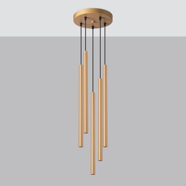 Lustră pe cablu Sollux SL.1174 PASTELO 5xG9/8W/230V auriu
