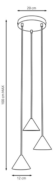 Emibig Elit lampă suspendată 3x10 W burgundia 1813/3PREM