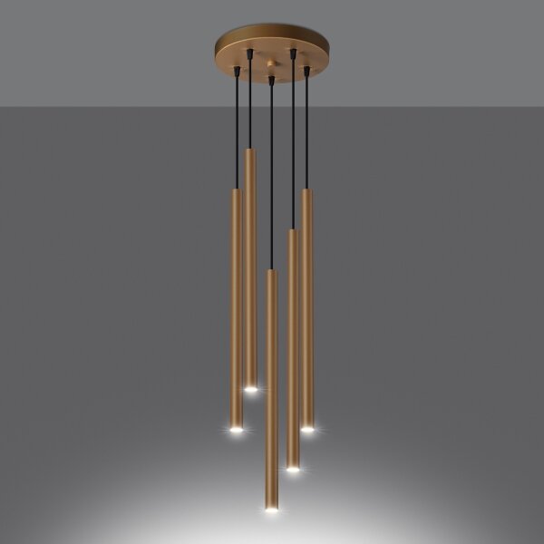 Lustră pe cablu Sollux SL.1174 PASTELO 5xG9/8W/230V auriu