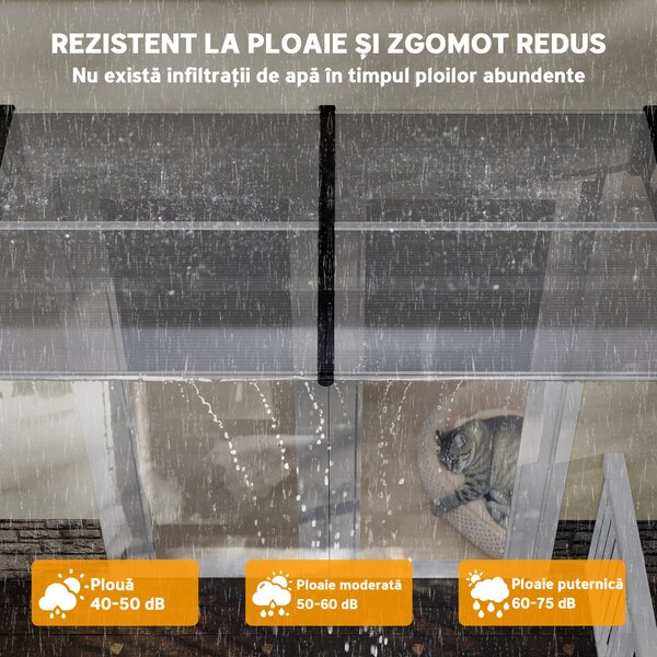 Outsunny Copertina moderna din PP, 200x96x27 cm, negru | Aosom Romania
