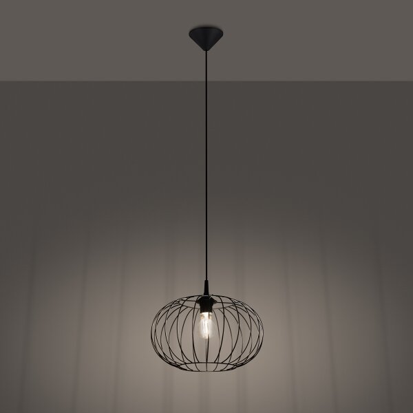 Lustră pe cablu Sollux SL.1185 TSUNO 1xE27/15W/230V negru