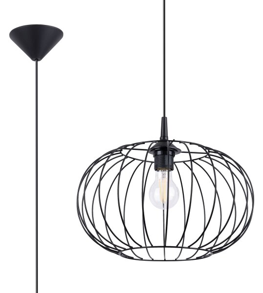 Lustră pe cablu Sollux SL.1185 TSUNO 1xE27/15W/230V negru