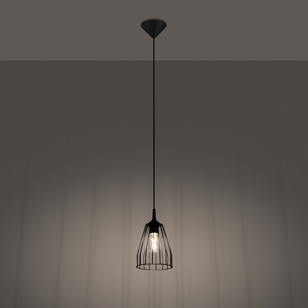 Lustră pe cablu Sollux SL.1205 LEYO 1xE27/15W/230V negru