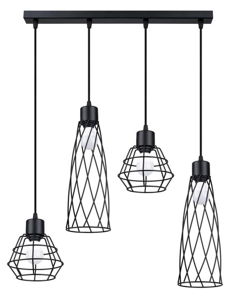 Lustră pe cablu Sollux SL.1167 SUBA 4xE27/15W/230V negru