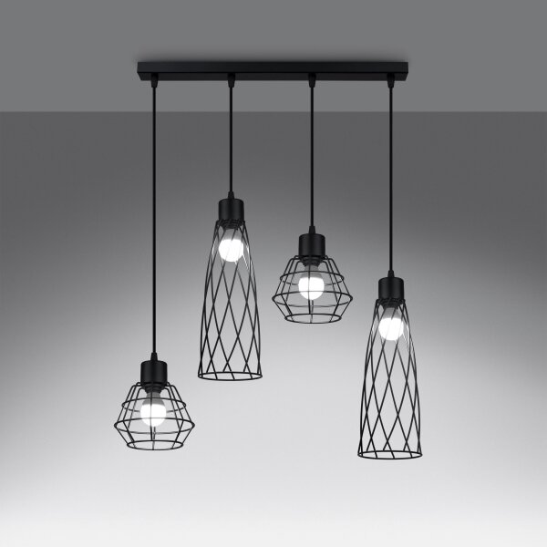 Lustră pe cablu Sollux SL.1167 SUBA 4xE27/15W/230V negru