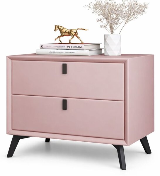Noptieră premium din MDF și piele ecologică Paris Pink