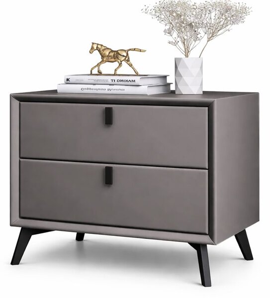 Noptieră premium din MDF și piele ecologică Paris Darkgrey