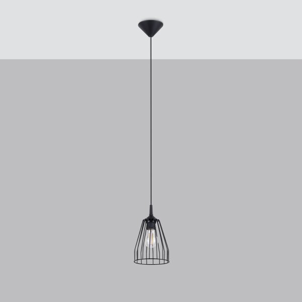 Lustră pe cablu Sollux SL.1205 LEYO 1xE27/15W/230V negru