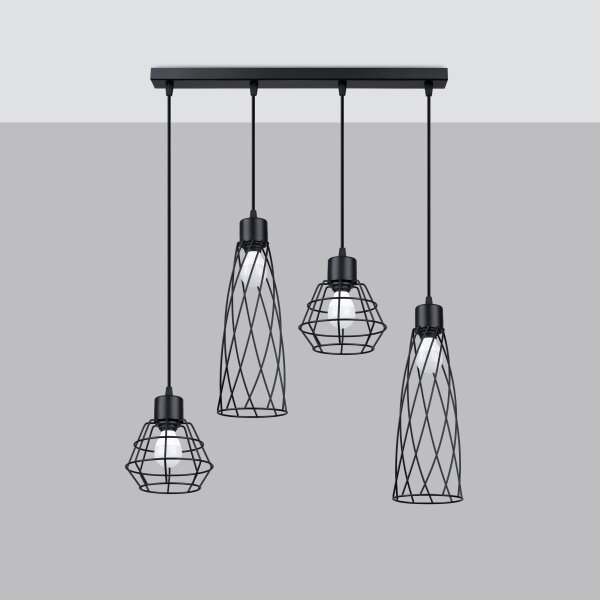 Lustră pe cablu Sollux SL.1167 SUBA 4xE27/15W/230V negru
