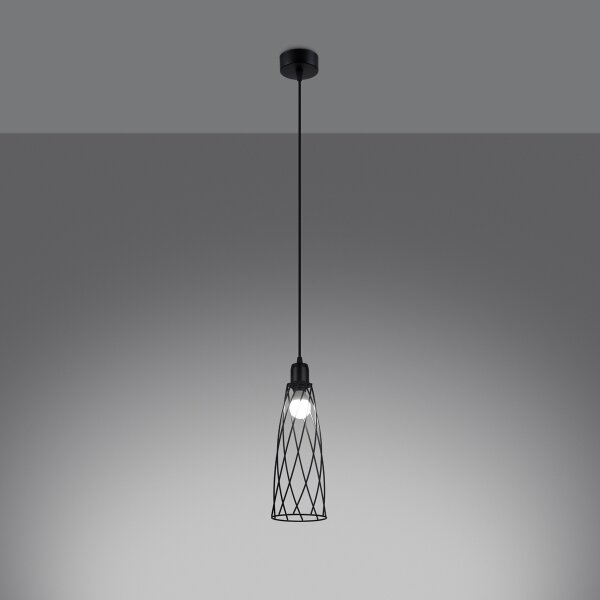 Lustră pe cablu Sollux SL.1165 SUBA 1xE27/15W/230V negru