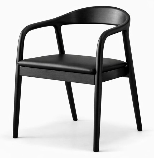 Scaun dining din lemn cu șezut tapițat Zen Black