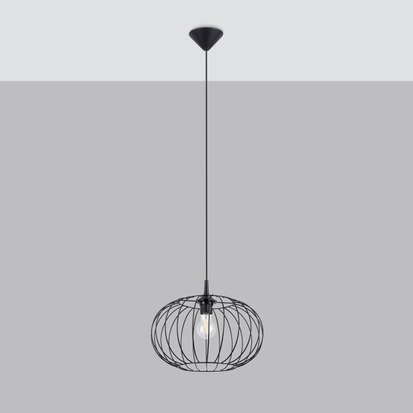 Lustră pe cablu Sollux SL.1185 TSUNO 1xE27/15W/230V negru