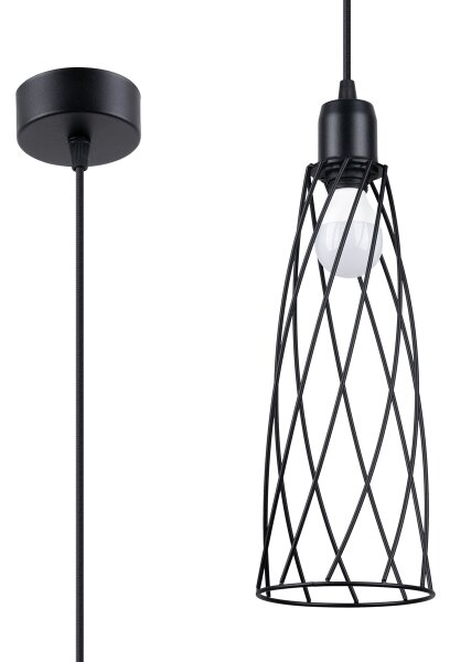Lustră pe cablu Sollux SL.1165 SUBA 1xE27/15W/230V negru