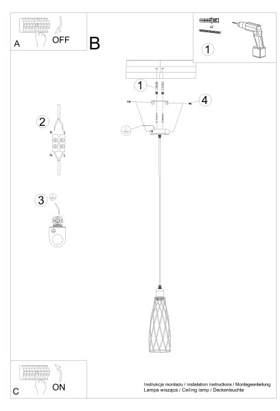 Lustră pe cablu Sollux SL.1165 SUBA 1xE27/15W/230V negru