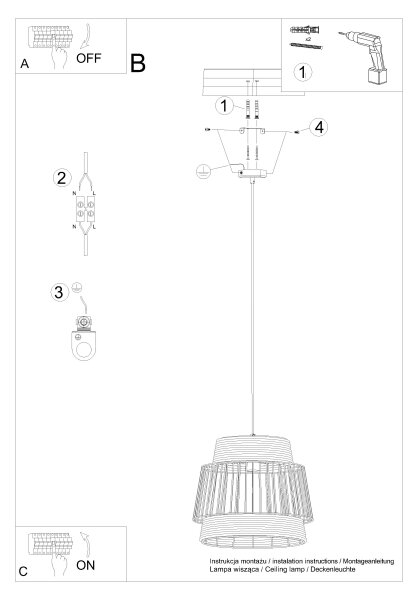 Lustră pe cablu Sollux SL.1253 BRILO 1xE27/15W/230V