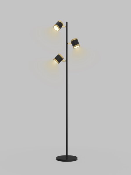 Wofi 3003-304S - Lampă de podea LED reglabilă TOULOUSE, 3xLED/7W/230V, negru/auriu