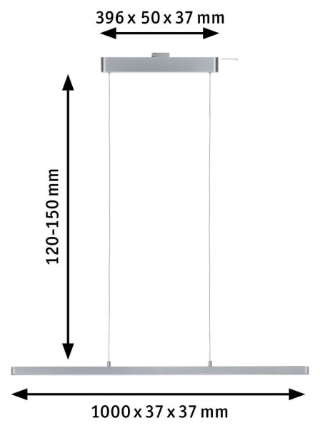 Lustră dimabilă pe cablu Paulmann 95578 LED/43W URAIL LENTO 230V 2700-6500K